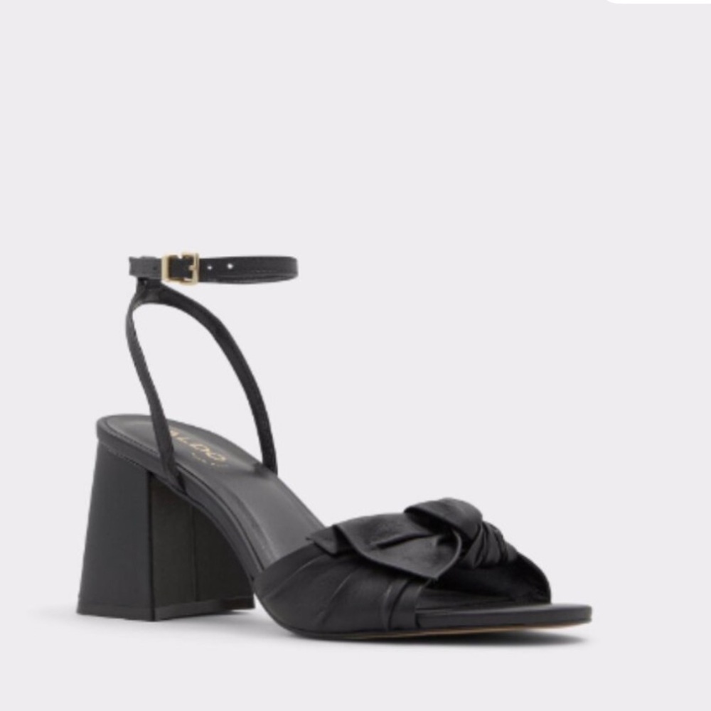 Aldo Black Ankle Strap Heels with Bow 🖤